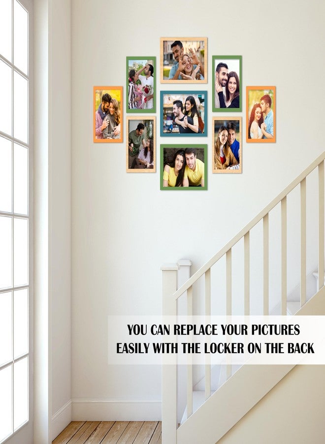 Rousrie Rectangular Photo Frames for Wall Decoration, Collage Kit With Acrylic Top, Multiple Sizes, Set of 9, Colourful, 5x7 Inches, 4x6 Inches - Image 3
